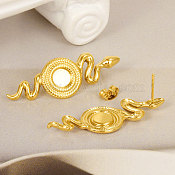 Vintage French Style Stainless Steel Snake Earrings 18k Gold Plated Ear Jewelry.