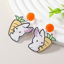 Cute Rabbit Carrot Arylic Three-dimensional Easter Women'S Drop Earrings WV1987