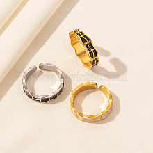 Fashionable black and white striped oil drip open ring for women. GJ5803