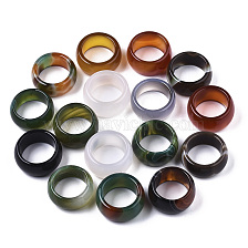 Natural Agate Rings, Wide Band Rings, Dyed