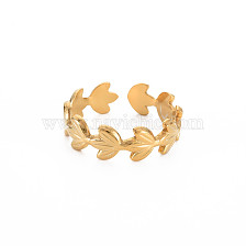 304 Stainless Steel Flower Open Cuff Ring for Women