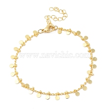 Brass Flat Round Charms Chain Bracelets for Women