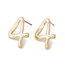 Brass Number Stud Earrings with 925 Sterling Silver Pins for Women