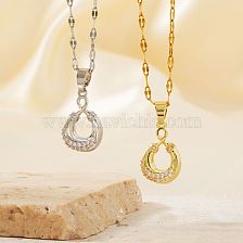 Simple and Stylish Round Pendant Necklace with Shiny Zircon Stone