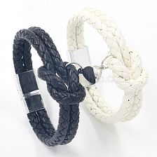 1 Pair Fashion Heart Shape Pu Leather Braid Couple Bracelets