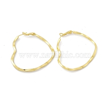 Rack Plating Brass Heart Hoop Earrings for Women, Cadmium Free & Lead Free