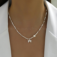 Irregular Smiley Butterfly Bow Lock Collar Necklace, Lady's Date Gift.