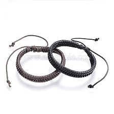 Adjustable PU Leather Cord Bracelets, Braided