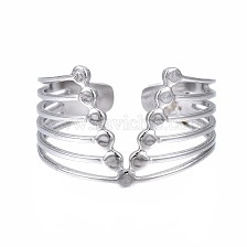 304 Stainless Steel Initial Letter V Open Cuff Ring, Chunky Hollow Ring for Women