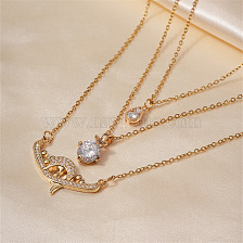 Elegant Dolphin Pendant Necklace Set with Heart-shaped Lock and Waterdrop Design.