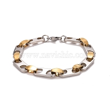 Vacuum Plating 304 Stainless Steel Oval Link Chains Bracelet, Two Tone Highly Durable Bracelet for Men Women