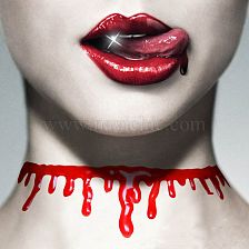 Halloween European And American Style Necklace Creative Bloody Cut Blood Mark Necklace Red Simulation Belly Bleeding Collar/Necklace Female