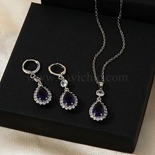 Purple Zircon Glass Inlaid Jewelry Set for Women, Perfect for Any Occasion