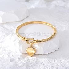 Vintage Style Heart Shape Titanium Steel Polishing Plating 18K Gold Plated Bangle