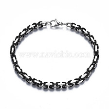 Ion Plating(IP) Two Tone 201 Stainless Steel Byzantine Chain Bracelet for Men Women, Nickel Free