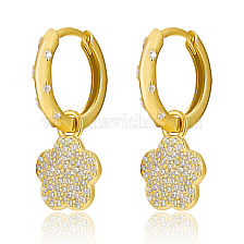 S925 Silver Clover Earrings with Zirconia, Sweet and Delicate