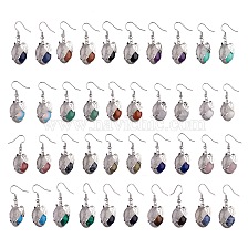 Gemstone Elephant Head Dangle Earrings, Platinum Brass Jewelry for Women