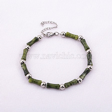 Green Bamboo Beaded Bracelet for Men, Vintage Chinese Style Fashion.