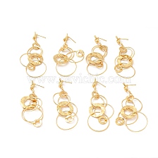 Brass Interlocking Rings Dangle Stud Earrings for Women, Lead Free & Cadmium Free & Nickel Free