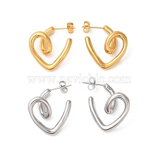 304 Stainless Steel Heart Stud Earrings