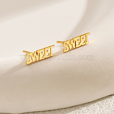 Gold Plated Stainless Steel Geometric Letter Earrings for Women