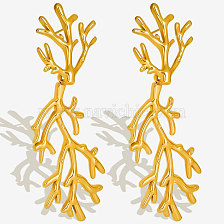 Stainless Steel Hip-hop Branch Earrings 18k Gold Ear Jewelry