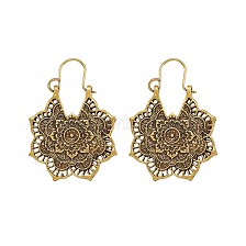 Bohemian Retro Style Alloy Dangle Hoop Earrings, Mandala Earrings, Flower