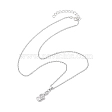 Brass Micro Pave Cubic Zirconia Musical Note Pendant Necklace, 304 Stainless Steel Cable Chains Necklaces