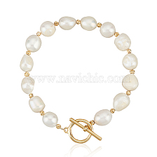 ANATTASOUL Natural Pearl Beaded Bracelet with Brass Clasp for Women