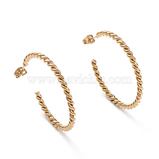 304 Stainless Steel Stud Earrings, Half Hoop Earrings, Hypoallergenic Earrings, Twist Ring, Golden, 40x3mm, Pin: 0.8mm