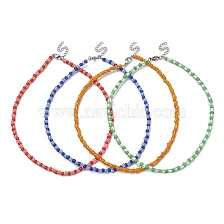 Glass Seed Beaded Necklace with 304 Stainless Steel Clasps