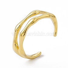 Ion Plating(IP) 304 Stainless Steel Cuff Ring for Women, Double Layer Bamboo Joint Open Rings