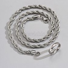 1 Set Punk Solid Color Twist Stainless Steel Jewelry Set