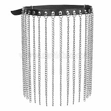 Alloy Chain Tassel Dangle Imitation Leather Chain Belt, Gothic Punk Jewelry for Women