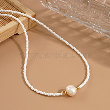 Pearl Copper Bead Necklace Unique Design Jewelry Multiple Colors Optional Chain