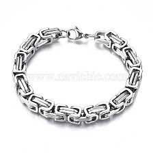 201 Stainless Steel Byzantine Chain Bracelet for Men Women