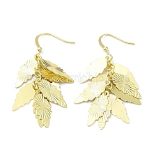 Rack Plating Brass Leaf Dnagle Earrings, Cluster Earrings, Long-Lasting Plated