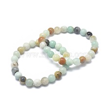 Natural Flower Amazonite Bead Stretch Bracelets, Round, 2 inch~2-3/8 inch(5~6cm), Bead: 5.8~6.8mm