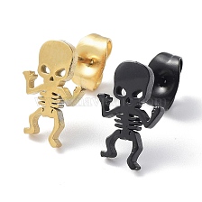 304 Stainless Steel Stud Earrings, Skeleton