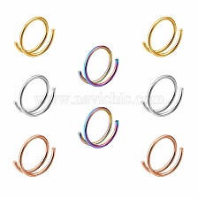 8Pcs 4 Colors Double Nose Ring for Single Piercing, Spiral 316 Surgical Stainless Steel Nose Ring for Women, Piercing Body Jewelry