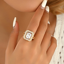 Elegant Copper Ring with Zirconia for Women's Wedding Banquet Dress