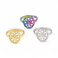 304 Stainless Steel Flower Adjustable Ring for Women