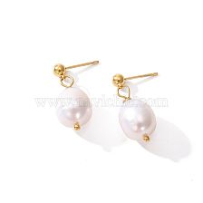 Fashion Water Droplets Stainless Steel Drop Earrings Pearl Stainless Steel Earrings