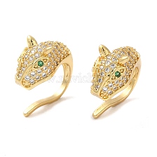 Rack Plating Brass Micro Pave Cubic Zirconia Cuff Earrings, Non Piercing Earrings, Cadmium Free & Lead Free