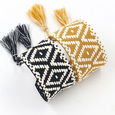 1 Piece Retro Plaid Polyester Jacquard Tassel Unisex Bracelets