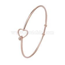 Stainless Steel Hollow Out Heart Bangle, Cocktail Wire Wrap Bangle for Women