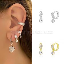 Nordic Style Round Copper Plating Inlay Zircon Drop Earrings 1 Pair