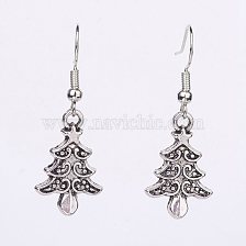 Alloy Dangle Earrings, Christmas Tree