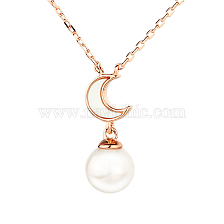 S925 Silver Rose Gold Pearl Shell Moon Necklace