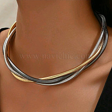 Elegant Classic Gold Large Multi-layer Woven Snake Necklace for Women